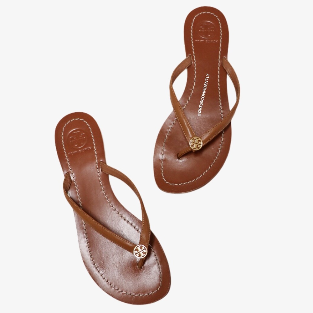 Tory Burch Terra Royal Tan/Gold Thong Sandals